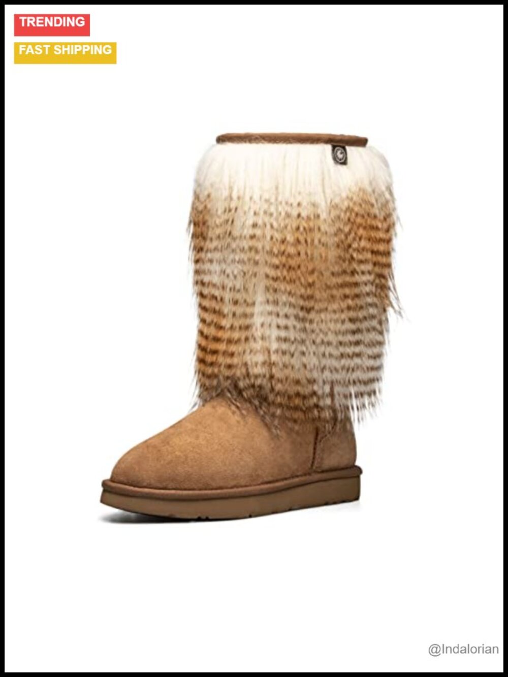 AU&MU Faux Fur Furry Mid-Calf Snow Boot Sheep Insole